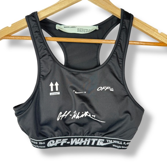 Off-White FW17 Black Logo Industrial Sports Bra Womens Size Large Virgil Abloh - Picture 1 of 12